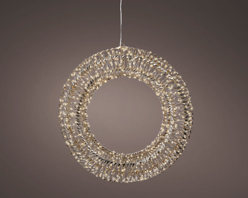 Lumineo Gold Wreath With 960 Warm White Micro Lights 70cm Diameter