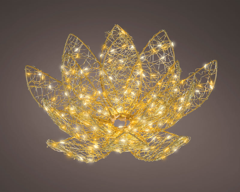 Lumineo Gold Lotus Flower with 150 LED Classic Warm Micro Lights - 28cm