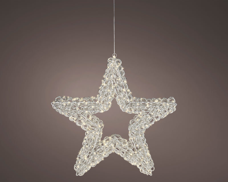 Lumineo Silver Star with 400 Micro Warm White Micro LED Lights - 58cm