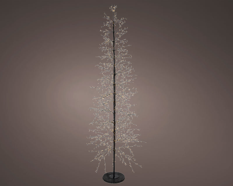 Lumineo Micro LED Outdoor Birch Tree with 2048 Classic Warm micro lights (D110cm x H.270cm) Black Stem