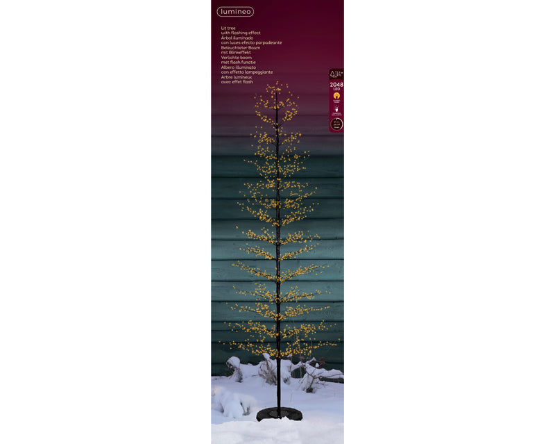 Lumineo Micro LED Outdoor Birch Tree with 2048 Classic Warm micro lights (D110cm x H.270cm) Black Stem