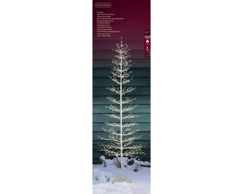 Lumineo Micro LED Outdoor Birch Tree with 2048 Warm White micro lights (D110cm x H.270cm) White Stem