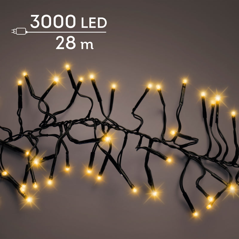 Lumineo Cluster Twinkle 3000 Classic Warm Christmas Lights Green Cable 28m