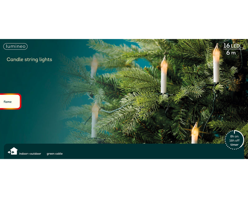 Lumineo 16 Warm White Candles with Flickering Effect