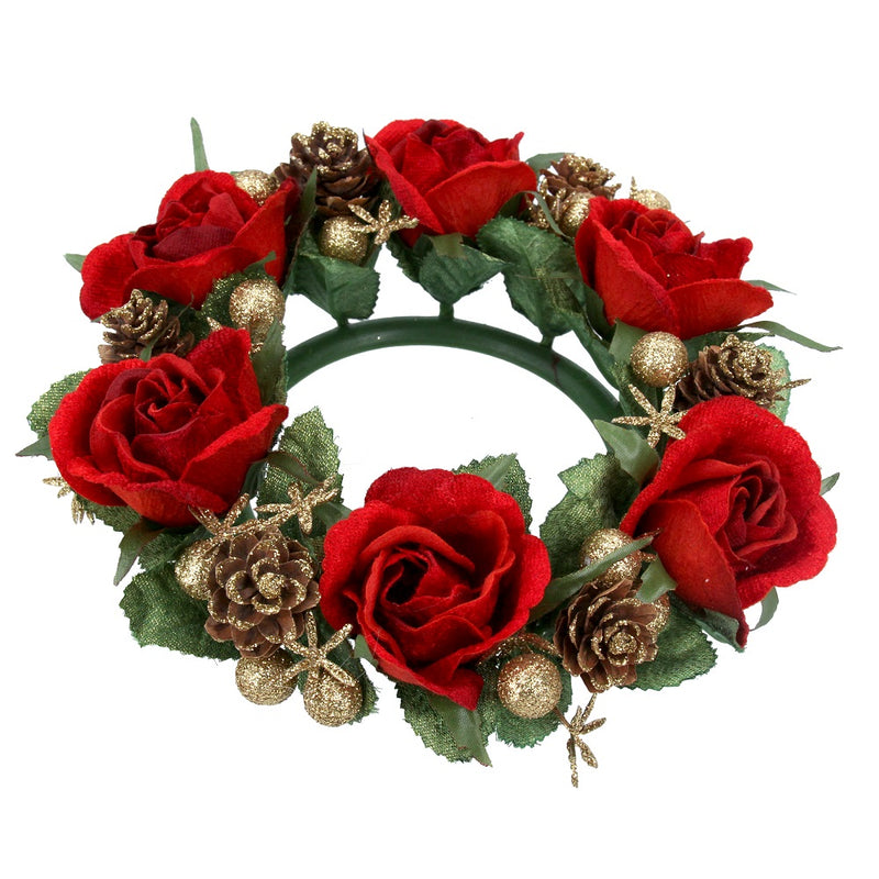 Christmas Rose Cone Candle Ring Large