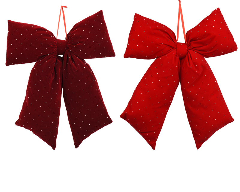 Bow 40 cm Polyester with Diamond All Over Decoration – 2 Assorted Colours