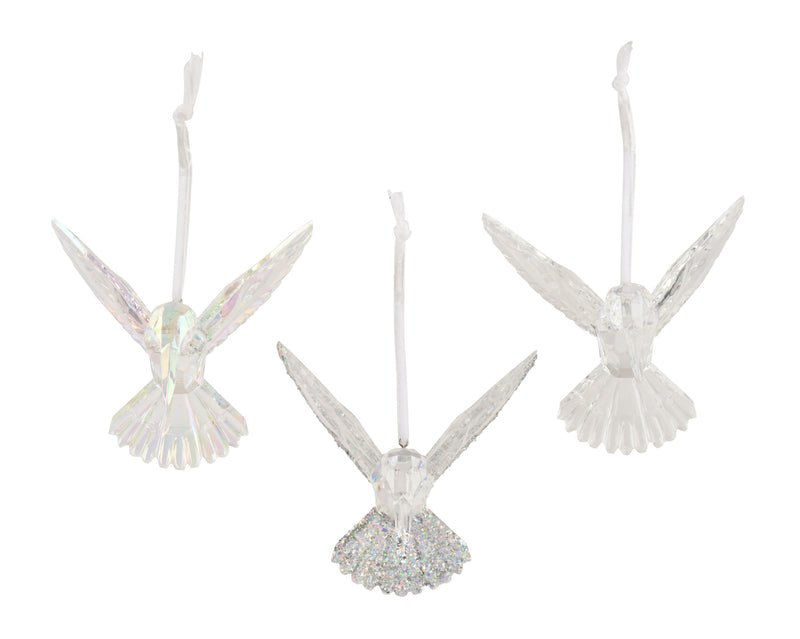 Transparent Polystyrene Hummingbird Christmas Decoration – 9.5 cm – 3 Assorted Designs