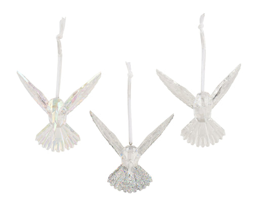 Transparent Polystyrene Hummingbird Christmas Decoration – 9.5 cm – 3 Assorted Designs