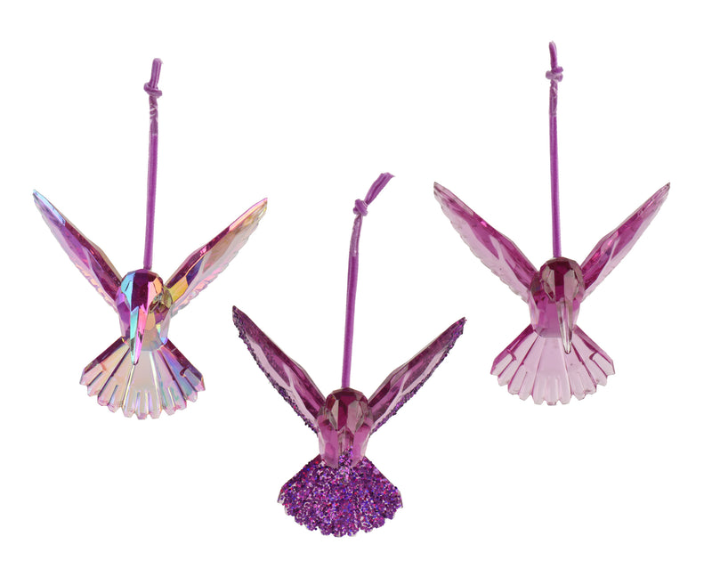 Purple Polystyrene Hummingbird Christmas Decoration – 9.5 cm – 3 Assorted Designs