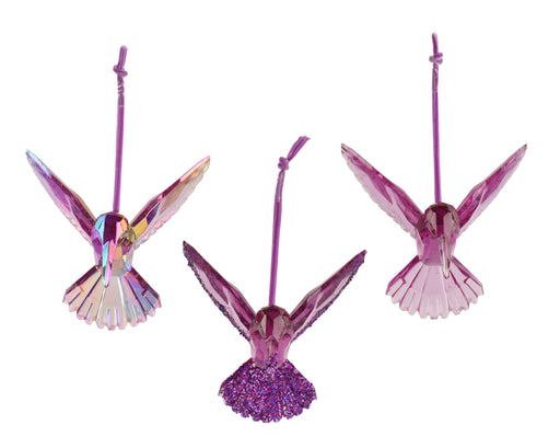 Purple Polystyrene Hummingbird Christmas Decoration – 9.5 cm – 3 Assorted Designs