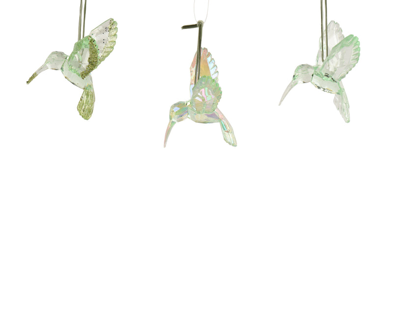 Polystyrene Christmas Decoration Light Green Hummingbird 9.5 cm – 3 Assorted Designs