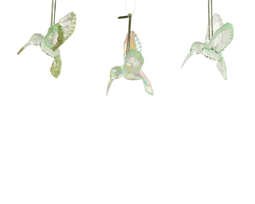 Polystyrene Christmas Decoration Light Green Hummingbird 9.5 cm – 3 Assorted Designs