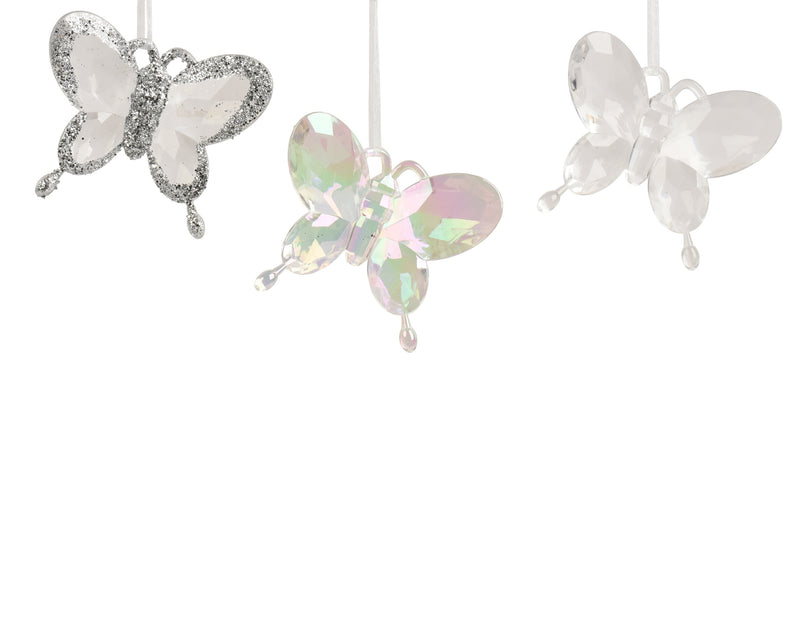 Polystyrene Christmas Decoration Transparent Butterfly 11 cm – 3 Assorted Designs