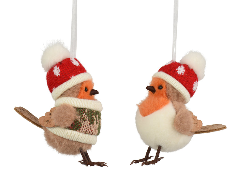 Hanging Ornament Foam Brown Bird 9.5 cm – 2 Assorted Designs