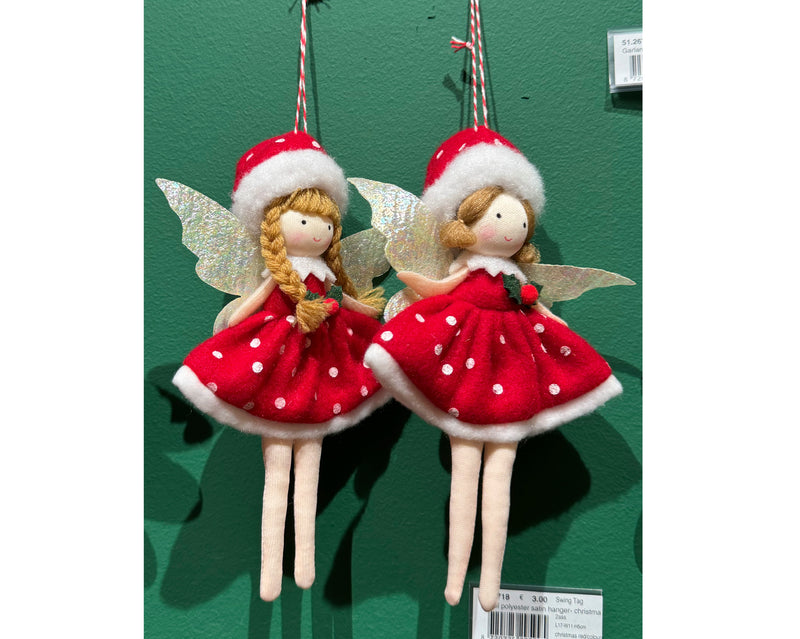 Polyester Christmas Decoration Red Angel Figure 17 cm – 2 Assorted Designs