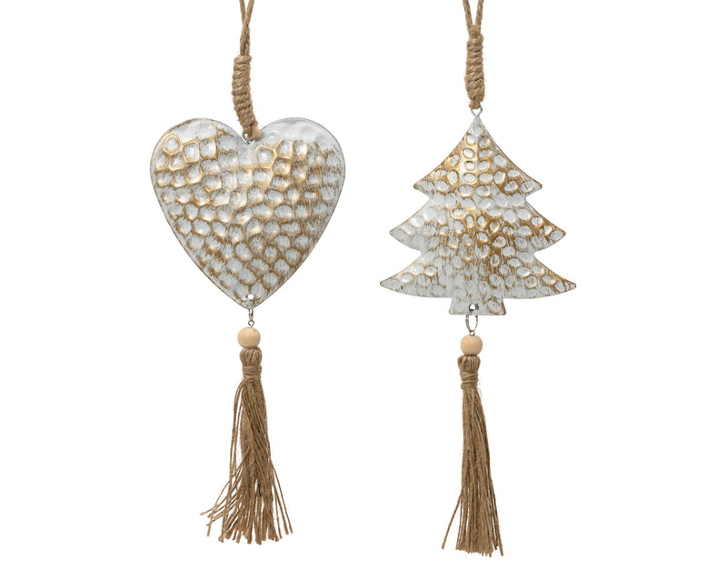 Hanging Decoration Iron Silver Heart and Tree 33 cm – 2 Assorted Designs
