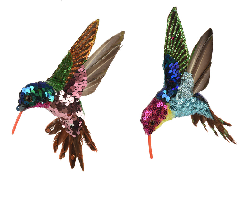 Feather Christmas Decoration Hummingbird 17 cm – 2 Assorted Colours