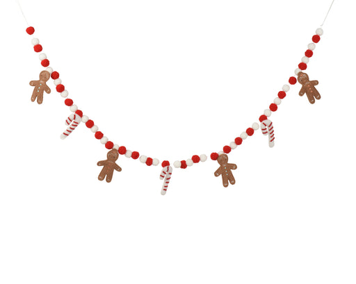 Christmas Garland 150 cm Red/White with Candy Cane and Gingerbread Decoration