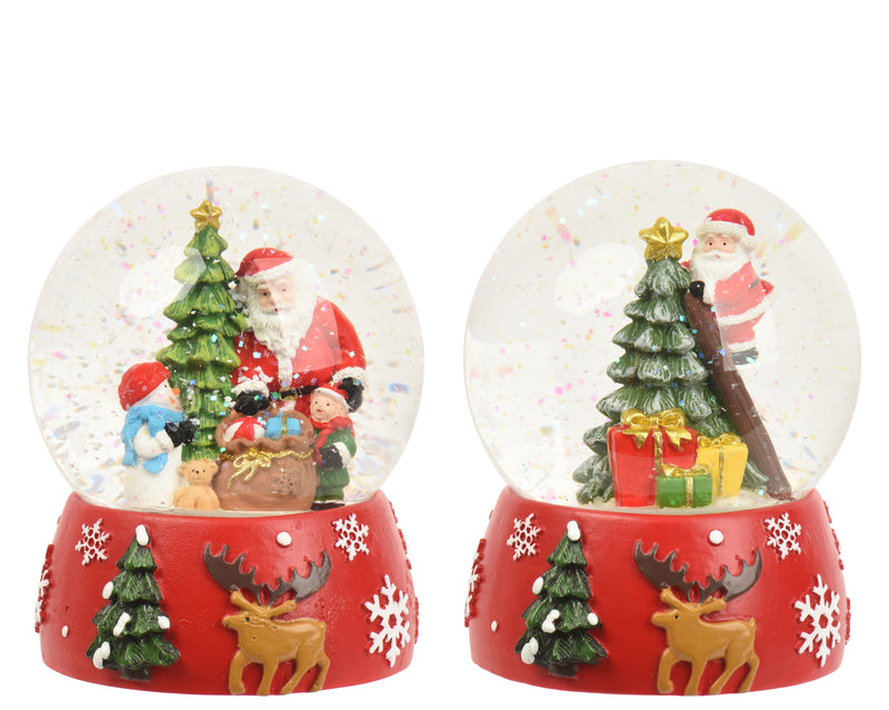 Snow Globe Santa with Christmas Tree 12.5 cm Red – 2 Assorted Designs