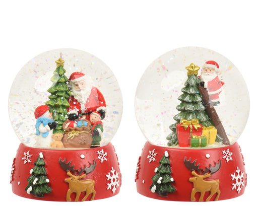 Snow Globe Santa with Christmas Tree 12.5 cm Red – 2 Assorted Designs