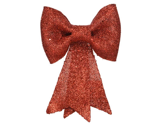 Christmas Bow Plastic Glitter Red (L.7cm x W.31cm x H.40cm