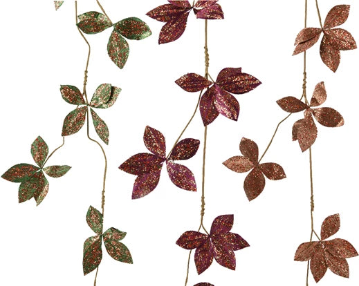 Christmas Leaves Garland with Glitter (120cm)