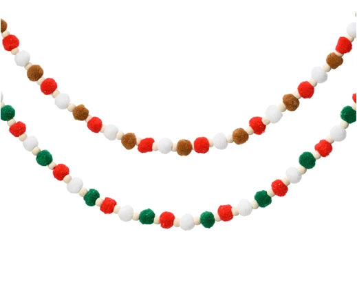 Ginger brown or green polyester Christmas garland 150 cm