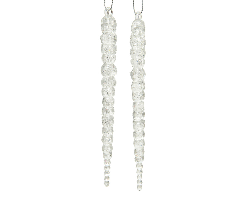 Hanging Decoration Acrylic Transparent Silver Icicle 14.5 cm – Pack of 2