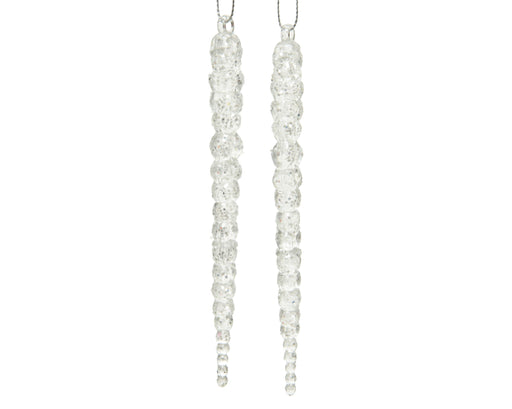 Hanging Decoration Acrylic Transparent Silver Icicle 14.5 cm – Pack of 2