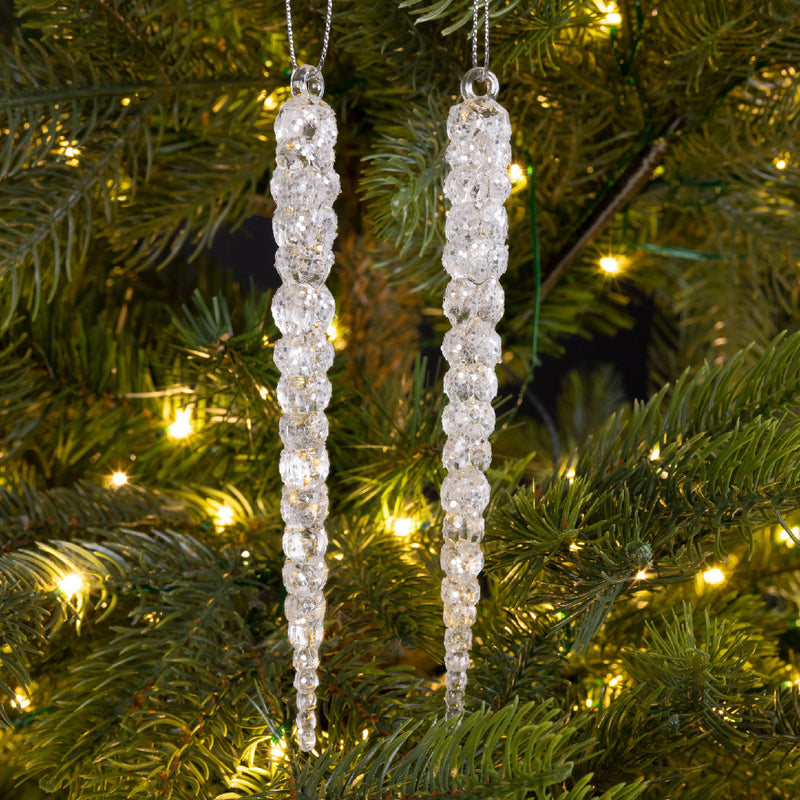 Hanging Decoration Acrylic Transparent Silver Icicle 14.5 cm – Pack of 2 – alternate view
