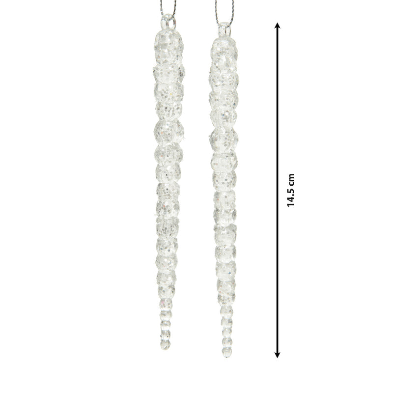 Hanging Decoration Acrylic Transparent Silver Icicle 14.5 cm – Pack of 2 – additional view