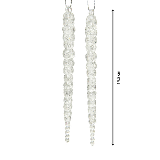 Hanging Decoration Acrylic Transparent Silver Icicle 14.5 cm – Pack of 2 – additional view