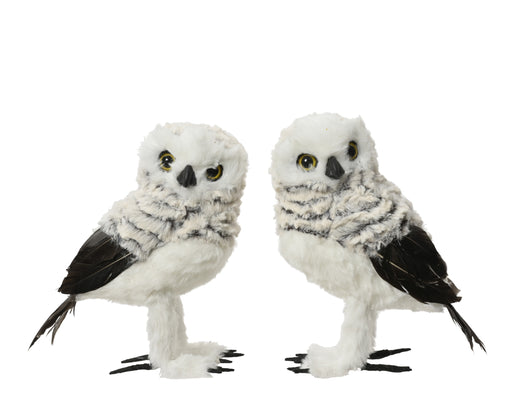 Owl Figure 16 cm Grey with Goose Feathers – 2 Assorted Designs