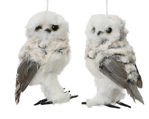 Hanging Ornament Artificial Fur Grey Owl 13 cm – 2 Assorted Designs