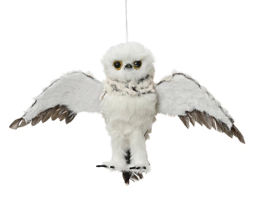 Hanging Decoration Artificial Fur Grey Owl 28 cm