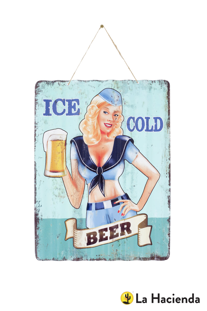 La Hacienda Embossed Sign "Ice Cold Beer"