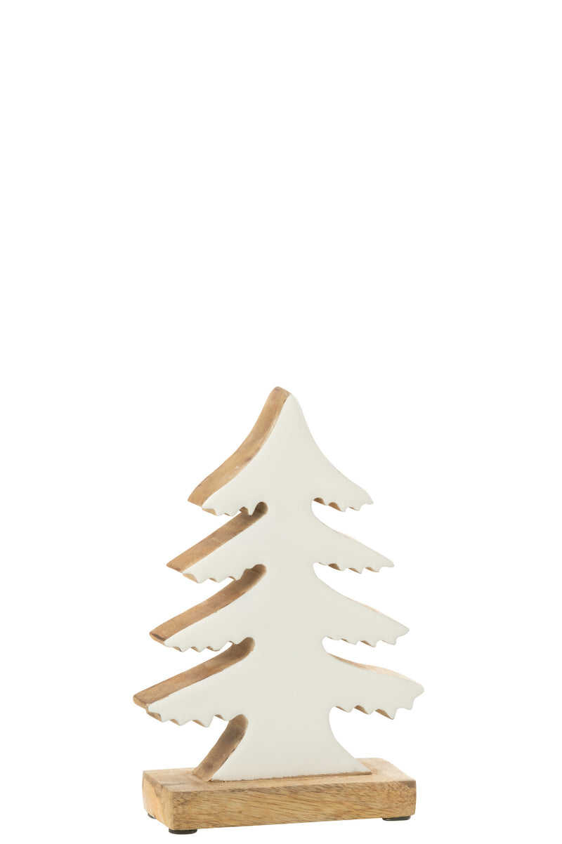 Pine Tree On Base Mango Wood White/Natural Small 19cm