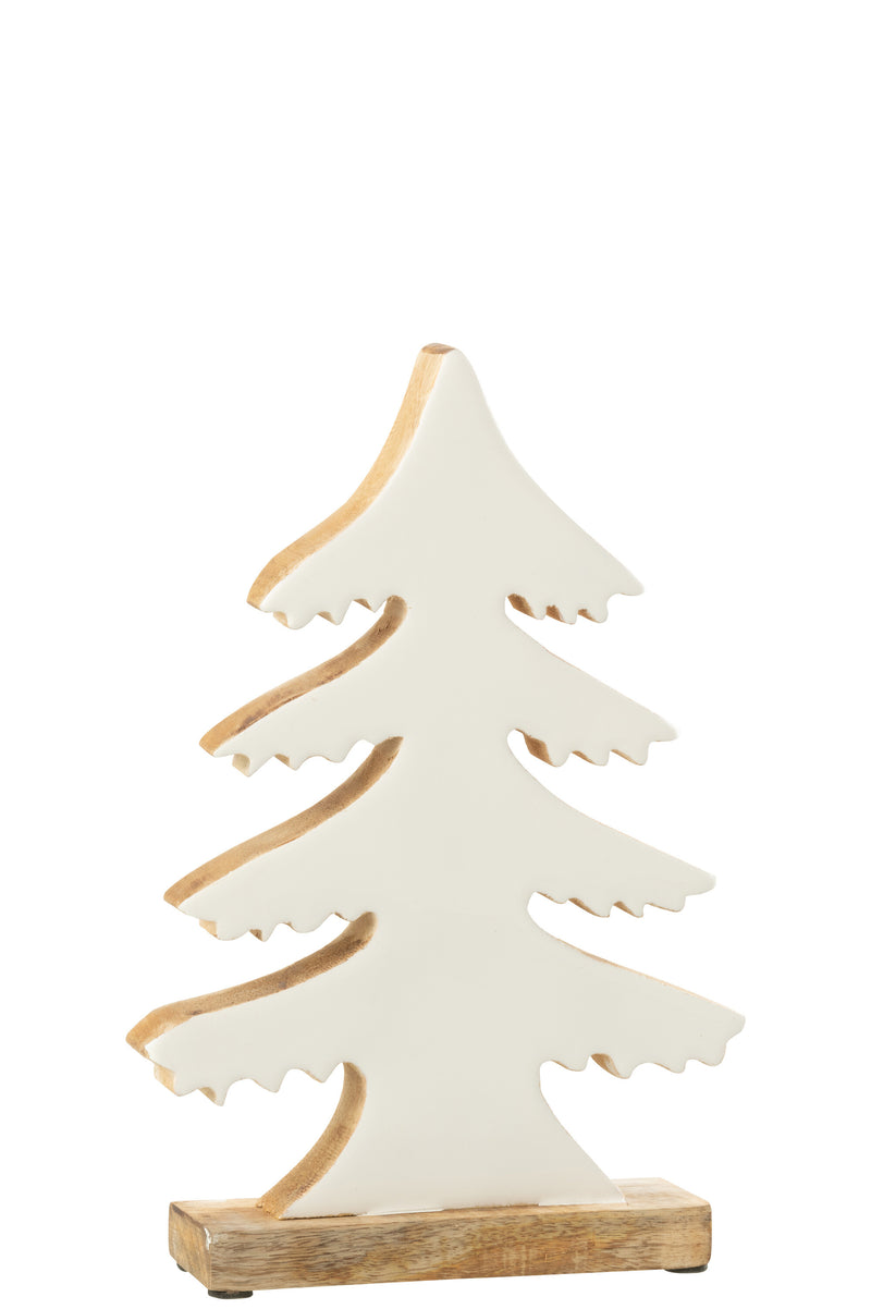Pine Tree On Base Mango Wood White/Natural Medium 27cm