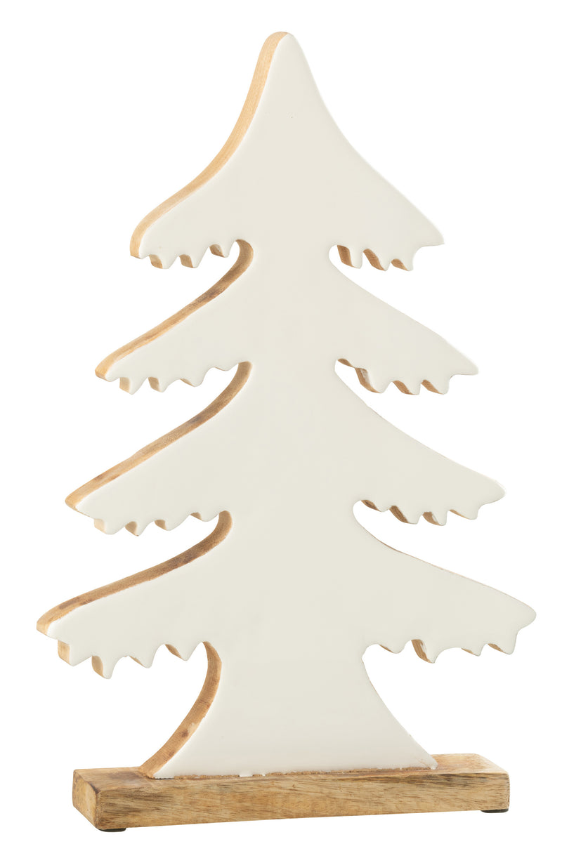 Pine Tree On Base Mango Wood White/Natural Large 35cm