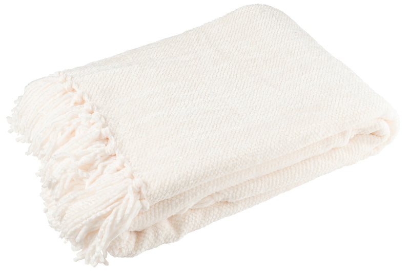 Blanket Chenille Polyester White 130x170cm25