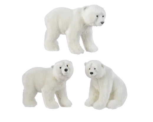 Polar Bear Figure 16 cm White Plastic – 3 Assorted Designs