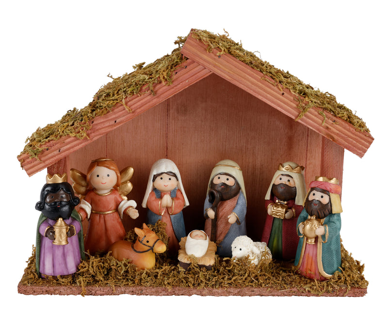Christmas Nativity Crib Set with 9 Figures (26.2cm)