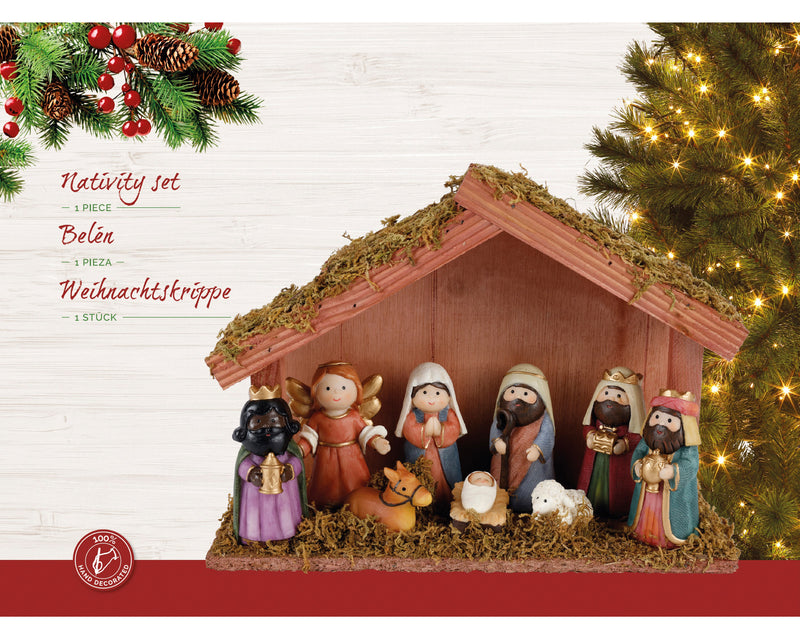Christmas Nativity Crib Set with 9 Figures (26.2cm)