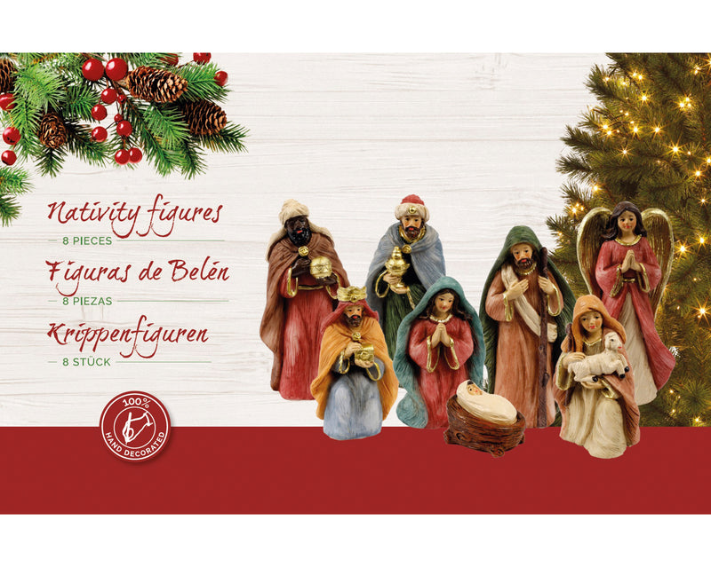 Christmas Nativity Set 8 Figures (9.2cm)
