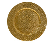 Round Deco Plate Gold 33 cm Hammered Finish