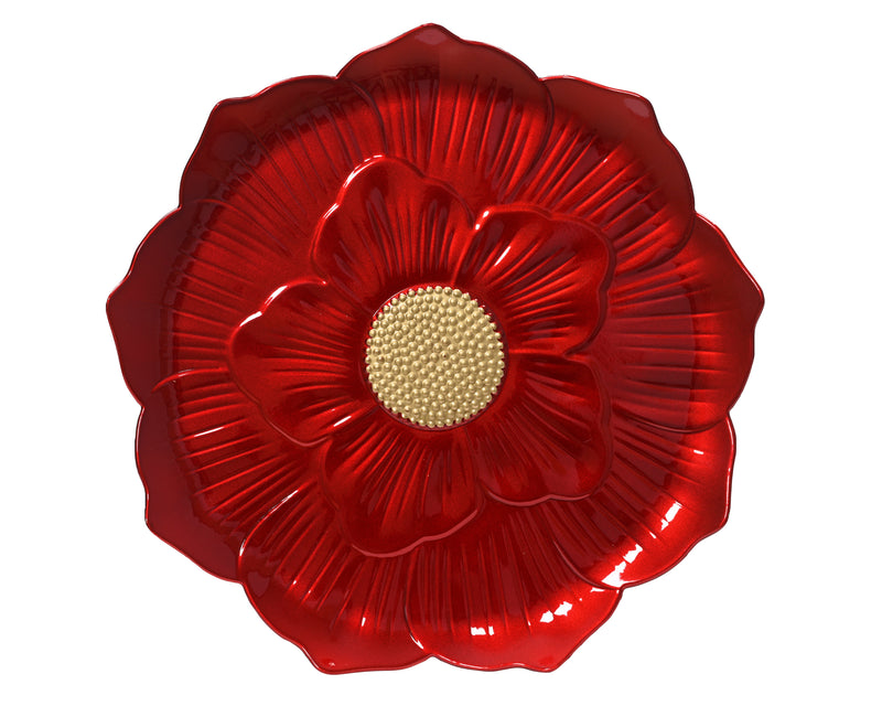 Deco Plate Red Flower Shape 33 cm PP