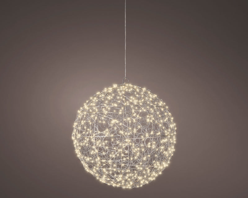 Lumineo Metal Frame Ball With 600 Warm White Micro Lights 38cm Diameter