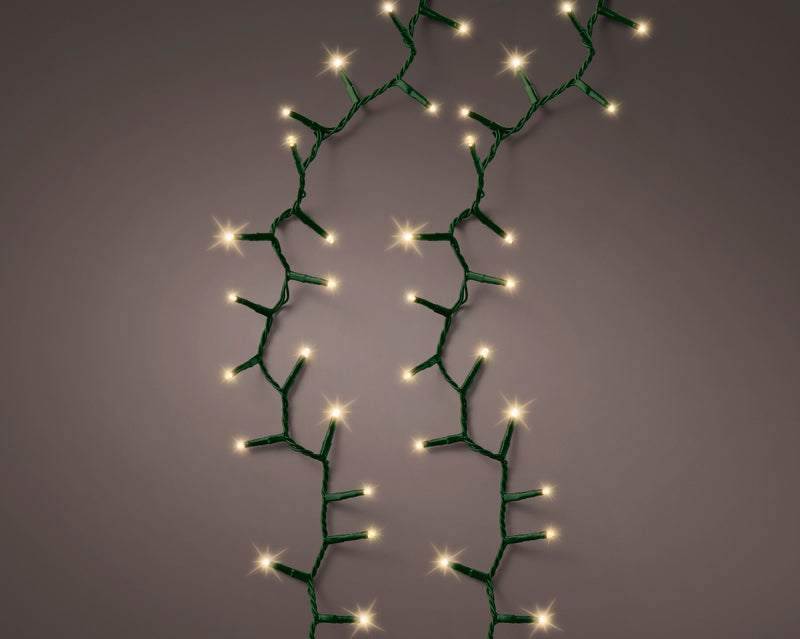 600 Lumineo Compact Sparkle Soft Gold Christmas Lights With Green Cable 18m
