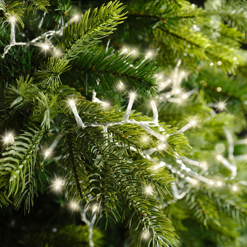 600 Lumineo Compact Sparkle Warm White Christmas Lights With Transparent Cable 18m