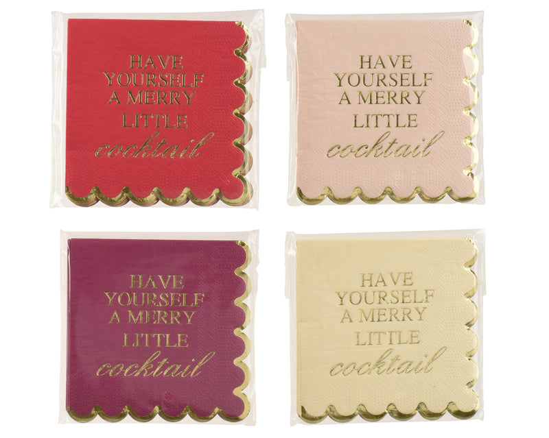 Cocktail Napkins 25 × 25 cm Multi-Colour with Gold Foil Edge – Pack of 12